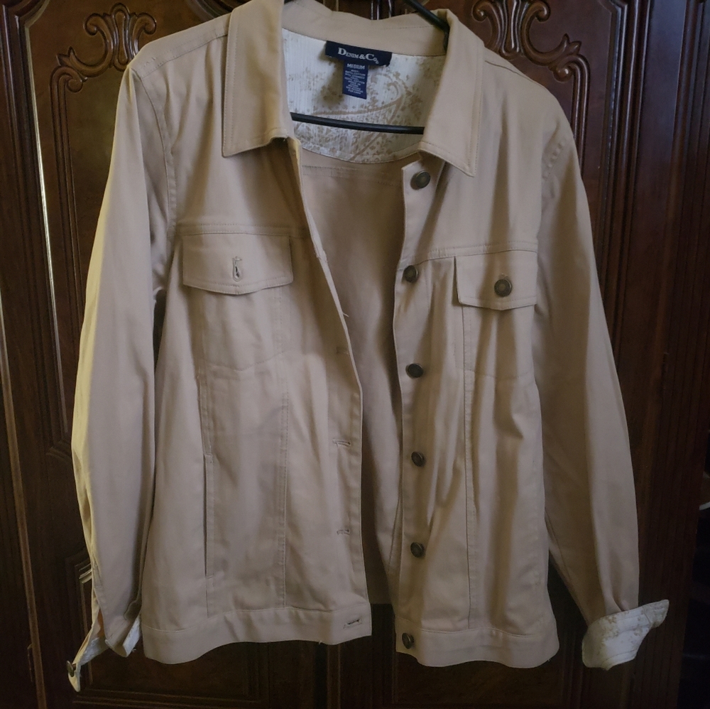 Denim & Co Medium Khaki jean Jacket